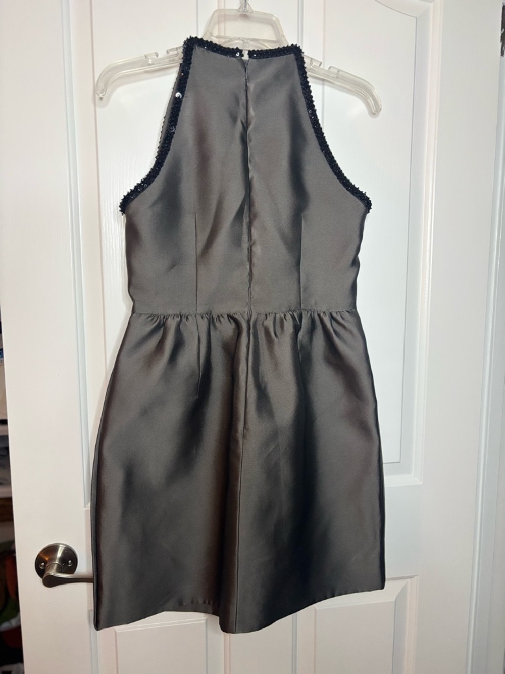 EUC Prada Women’s Charcoal Gray W Black Beads and Sequin Trim Dress size 40/ US4 - Picture 7 of 14